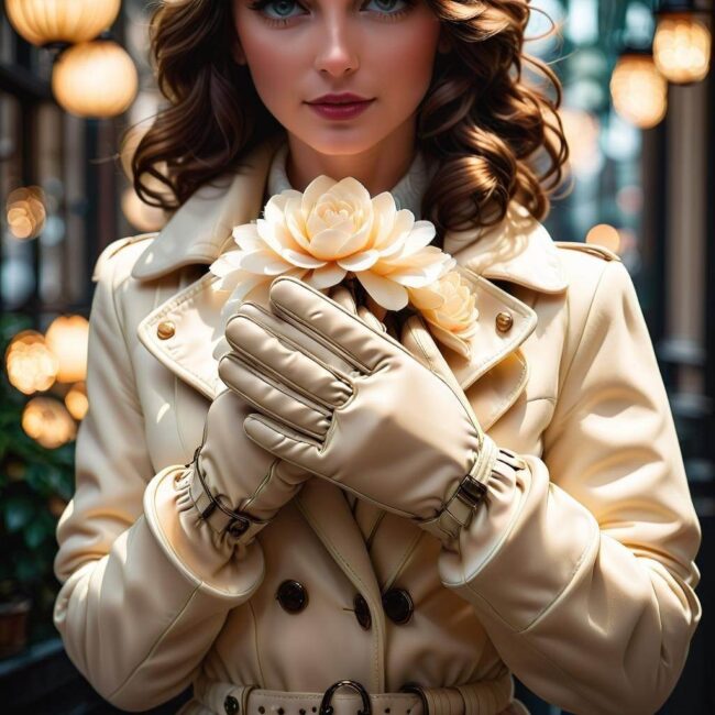 Kremowe rękawiczki do jazdy na rowerze