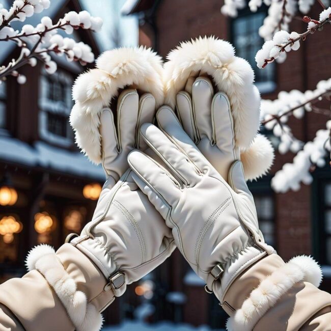 Rękawiczki białe na mroźne dni